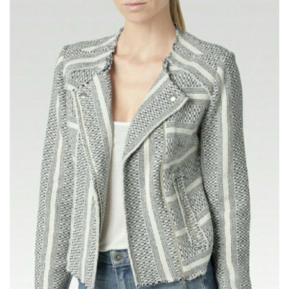Paige Shayla Moto Style Tweed Jacket Size L